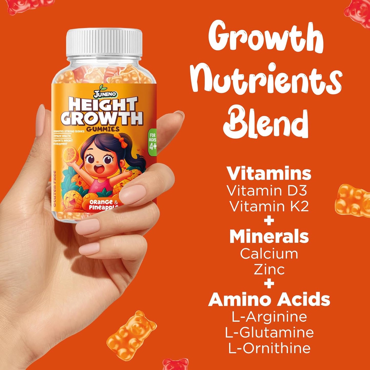 Juneno Height Growth Vitamins Supplement Gummies
