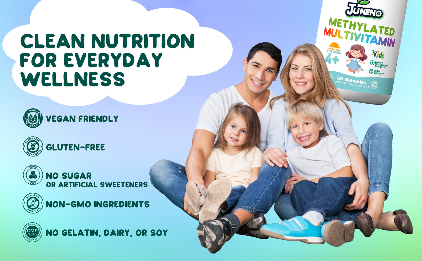 Juneno Methylated Multivitamin Gummies for Kids