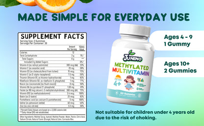 Juneno Methylated Multivitamin Gummies for Kids