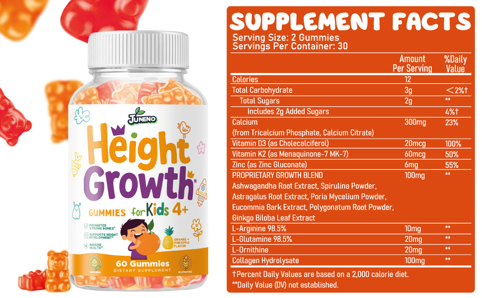 Juneno Height Growth Vitamins Supplement Gummies
